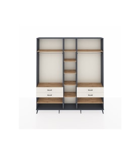 Arges Dolap 11 Raflı 4 Çekmeceli 2 Askılı 220x30x243 Antrasit-Çam/Aytaşı