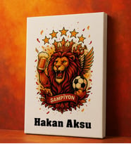 BK Gift Kişiye Özel Sarı Kırmızı 5 Yıldız Aslan Taraftar Tasarımlı Kanvas Tablo-7, Taraftar Hediyesi, Doğum Günü Hediyesi, Arkadaşa Hediye