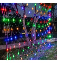 1x2 Metre Dekoratif File Ağ Perde 192 LED 8 Animasyonlu Farklı Işık Modu RGB Fişli (4767)