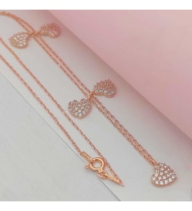 Gümüş Kalp Sembol Sallantılı Kolye 925 Ayar (Karışık)