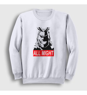 Presmono Unisex Beyaz All Might Anime Boku No Hero Academia Sweatshirt 234097tt