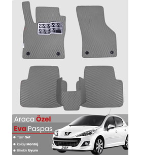 PEUGEOT 207 COUPE (2006-2014) Uyumlu EVA Paspas Tam Set–Araca Özel,Oto Paspas,Kolay Montaj