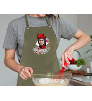 BK Gift Kişiye Özel Anneler Günü Karikatürlü Profesyonel Haki Mutfak Önlüğü, Aşçı Önlüğü, Şef Önlüğü, Arkadaşa Hediye-9
