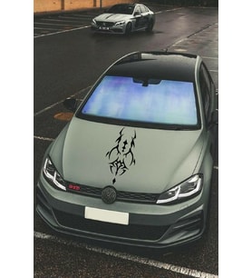Oto Kaput Şerit Sticker Dövme Tasarımlı Siyah 25*60 Cm