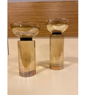 MUMLUK ŞAMDAN 2'Lİ KRİSTAL BAL SİYAH SİLİNDİR MODEL