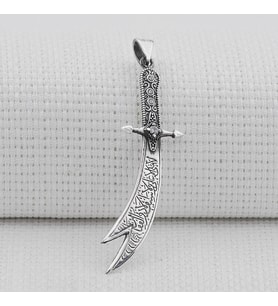Zülfikar Kılıç Tasarımlı Beyaz Taşlı 925 Ayar Gümüş Kolye Ucu