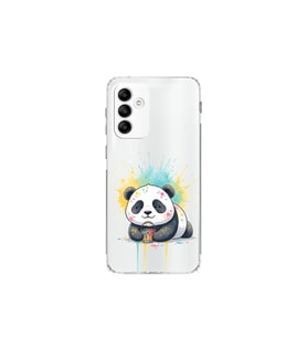 Samsung Galaxy M23 ile Uyumlu Splash Panda Tasarımlı Şeffaf Silikon Kılıf