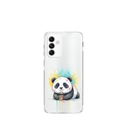 Samsung Galaxy M23 ile Uyumlu Splash Panda Tasarımlı Şeffaf Silikon Kılıf