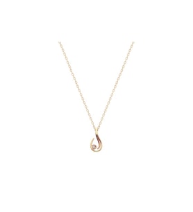 Batu Gümüş Altın Kaplama 925 Ayar Gümüş 0,02 Karat Pırlanta Taşlı Lorien Kadın Kolye (Rose)
