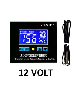 YATE10-ZFX-W1412A 12Volt 16A LCD Pano Tip Termostat Kuluçka Makinalarına Uygun