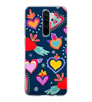 PrintiFy Xiaomi Redmi Note 8 Pro ile Uyumlu 1mm Slim Fit Retro Colors 3 Baskılı Şeffaf  Kılıf