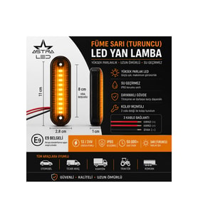 Füme Side Marker Sarı/Turuncu LED Yan Lamba – E9 Belgeli