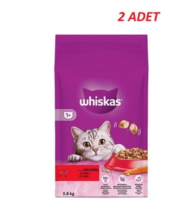 Whiskas Sığır Etli Yetişkin Kedi Kuru Maması 3,8 Kg*2 Adet