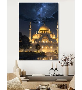 GECE CAMİİ KANVAS TABLO EV DUVAR SALON ODA MUTFAK HOL HEDİYELİK DEKARASYON SÜSÜ ÖLÇÜ SEÇİNİZ