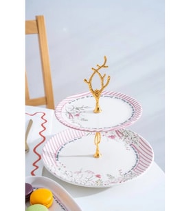 Acar HCA9089 Laila Desenli Katlı Seramik Kurabiyelik 27 cm (Çok Renkli)