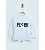 Toontoy Kız Çocuk Sweatshirt Fixed Varak Baskılı ( Gri-Melanj)