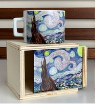 MOBGİFT Beyaz Van Gogh Tasarımlı Kutulu Kupa