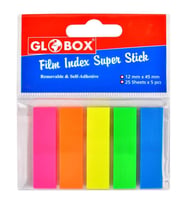 Globox Yapışkanlı Not Kağıdı 12 mm x 45 mm, 5 Renk 25 Yaprak (Çok Renkli)