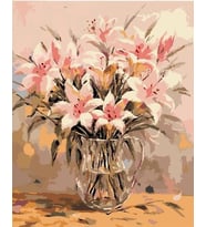 Pembe Zambaklar Sayılarla Boyama Seti 40x 50 cm (Tuvale Gerili)