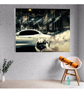 Bmw Araba Egzoz Dumanlı Dekoratif Kanvas Tablo