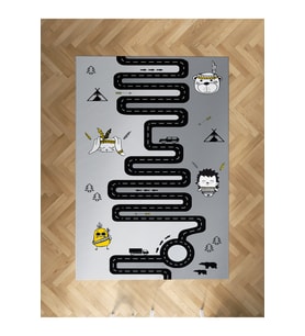 MEKTA HOME BEBEK VE ÇOCUK ODASI Yol ve Küçük Figür Desenli Halı