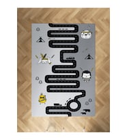 MEKTA HOME BEBEK VE ÇOCUK ODASI Yol ve Küçük Figür Desenli Halı