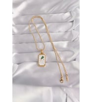 316L Çelik Gold Renk Beyaz Mineli Tarot Kolye 5886 - SSSSSS9168-5928