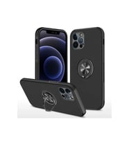 Newface Apple iPhone 12 Pro Max Kılıf Elit Yüzüklü Kapak - Siyah