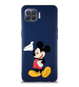 Oppo Reno 4 Lite Soft Premier Kapak Mickey Mouse-C Tasarımlı Silikon Kılıf - Lacivert (Şeffaf)