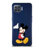 Oppo Reno 4 Lite Soft Premier Kapak Mickey Mouse-C Tasarımlı Silikon Kılıf - Lacivert (Şeffaf)