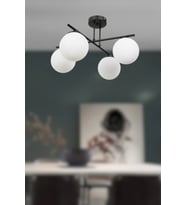 Neutral 4’lü Cam Küre Modern Avize – Salon & Oturma Odası Avizesi (Siyah)