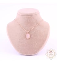 Pembe Kuvars Doğal Taş Bronz Kolye M333