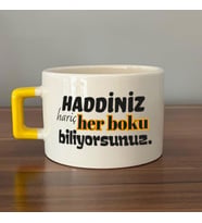 Haddiniz Hariç Her Boku Biliyorsunuz Baskılı Sarı Kulplu C Fincan