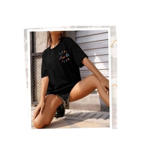 Baskılı T-shirt - Siyah