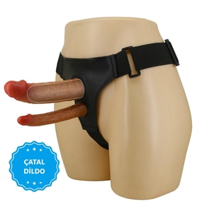 OdinsShop Çift Taraflı 4 cm Dolgulu Realistik İçi Boş Çatal Protez Strapon Dildo