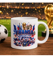 BK Gift Fransa Taraftar Temalı Dünya Futbol Kupası Tasarımlı Beyaz Kupa Bardak