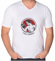 BK Gift Bodybuilder Tasarımlı V Yaka Tişört-2 (Beyaz)