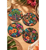 Safari Bardak Altlığı 4'lü Set 9 cm, 3 mm MDF, UV Baskı, Dekoratif Bardak Altlık