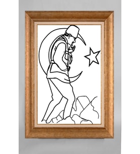 Çerçeveli Paspartulu Atatürk Tablo a715 (Gold)