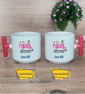 Psikoloji Öğretmeni Kupa Bardak T Kırmızı Kulplu Öğretmenler Günü Hediyesi
