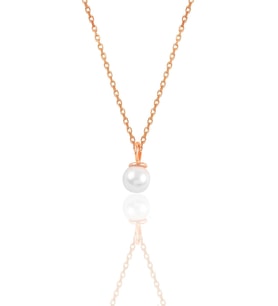 Gümüş rose  zirkon taşlı inci kolye SGTL12018ROSE