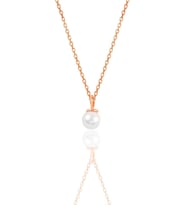 Gümüş rose  zirkon taşlı inci kolye SGTL12018ROSE