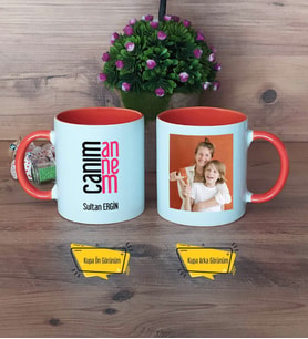 Anneye Hediye Kupa Bardak Turuncu Fotoğraflı Anneler Günü Doğum Günü Hediyesi