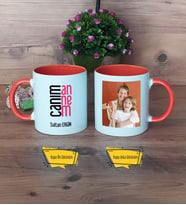 Anneye Hediye Kupa Bardak Turuncu Fotoğraflı Anneler Günü Doğum Günü Hediyesi