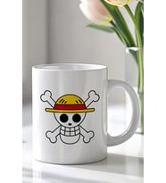 One Piece Tasarımlı 330ml Baskılı Beyaz Seramik Kupa Bardak