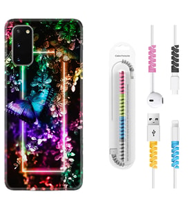 Samsung A02S A03S A10 A12 A13 A21S A22 Kılıf Kablo Koruma Spiral Silikon Butterfly Neon 1684