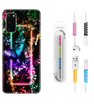 Samsung A02S A03S A10 A12 A13 A21S A22 Kılıf Kablo Koruma Spiral Silikon Butterfly Neon 1684