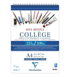 ESMO MX92523 CLAIREFONTAINE MIX MEDIA COLLAGE ÇOK AMAÇLI SPİRALLİ RESİM DEFTERİ/BLOK A4 225GR 20YP.