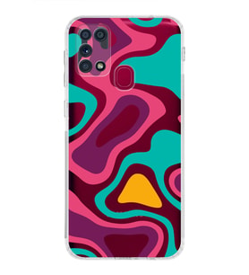 Samsung Galaxy M31  Kamera Korumalı Kapak Renkli Desen Tasarımlı  Şeffaf  Kılıf