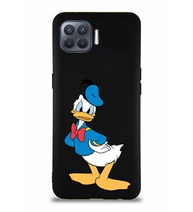 Oppo Reno 4 Lite Soft Premier Kapak Donald Duck-D Tasarımlı Silikon Kılıf - Siyah (Şeffaf)